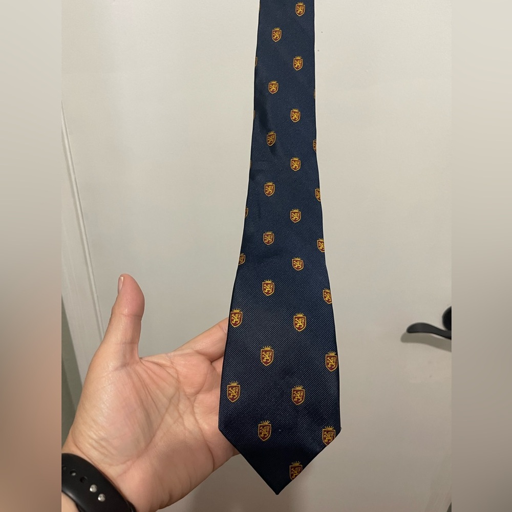 Lands End Navy Blue Patterned Tie